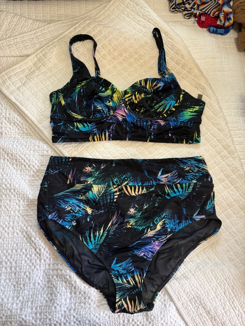 torrid Black Tropical Print High Waist Bikini Set